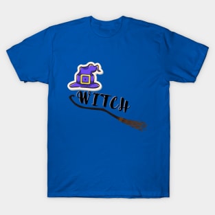 Purple witch hat - Witch stick T-Shirt